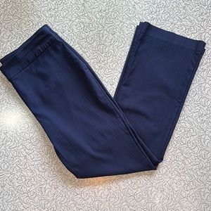 Chico’s navy blue small dress slacks/trousers. Stretchy.